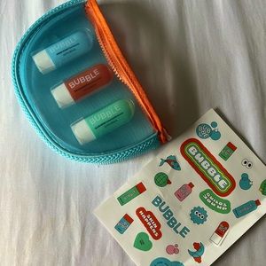 Bubble sample set with bag and stickers